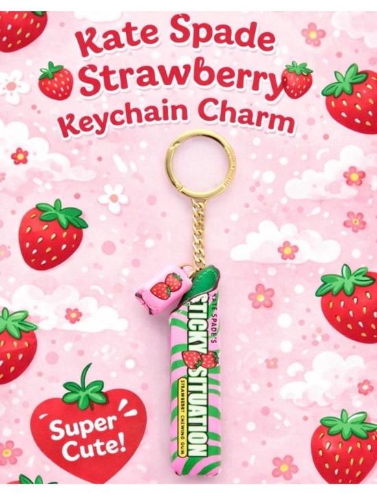 kate spade Accessories - kate spade Pink & Green Strawberry Candy Keychain Charm
